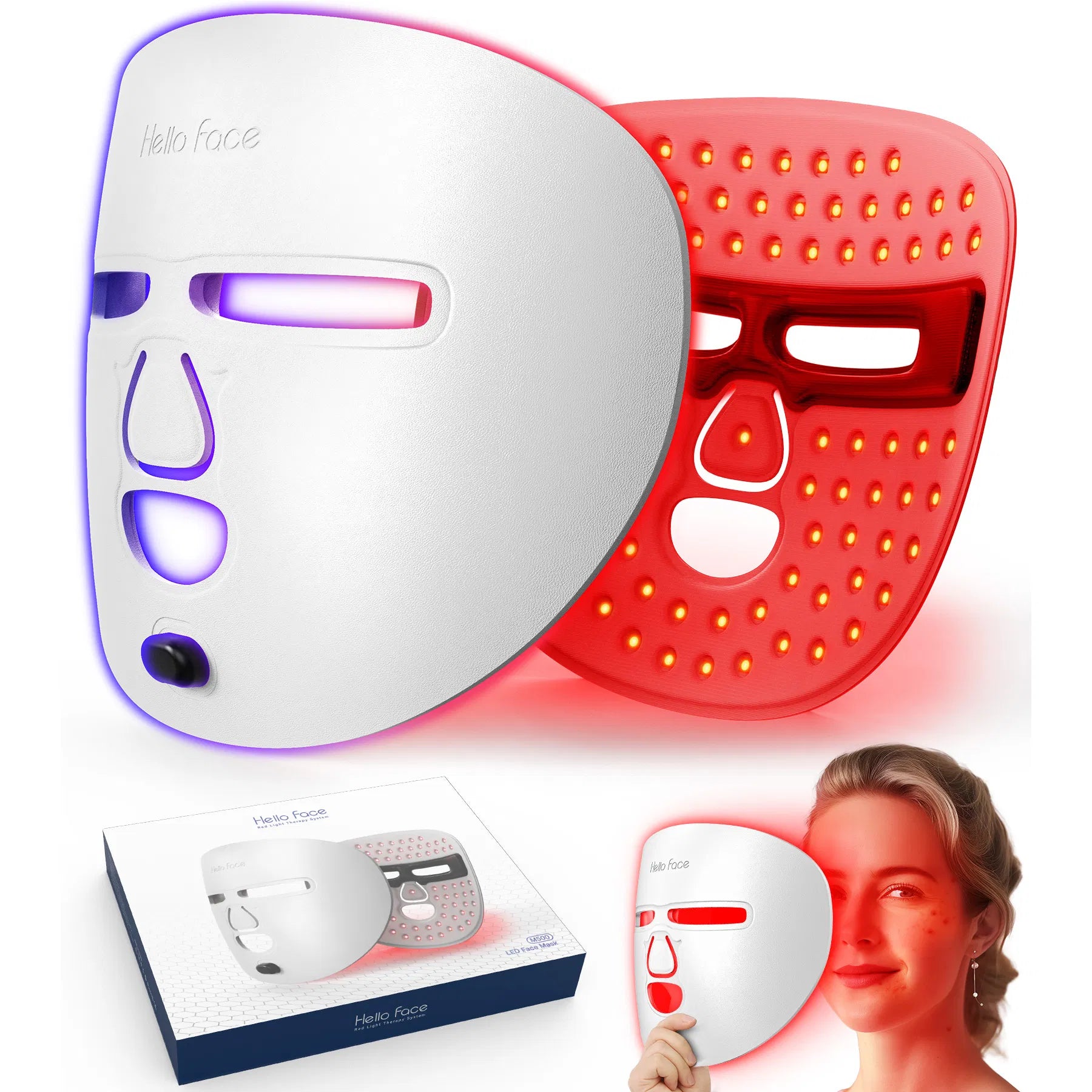 LED Red Light Therapy Face Mask – 3-Mode Skin Rejuvenation & Acne Treatment | Wireless, Rechargeable | Máscara LED de Fototerapia – Rejuvenecimiento & Tratamiento de Acné | Inalámbrica, Recargable
