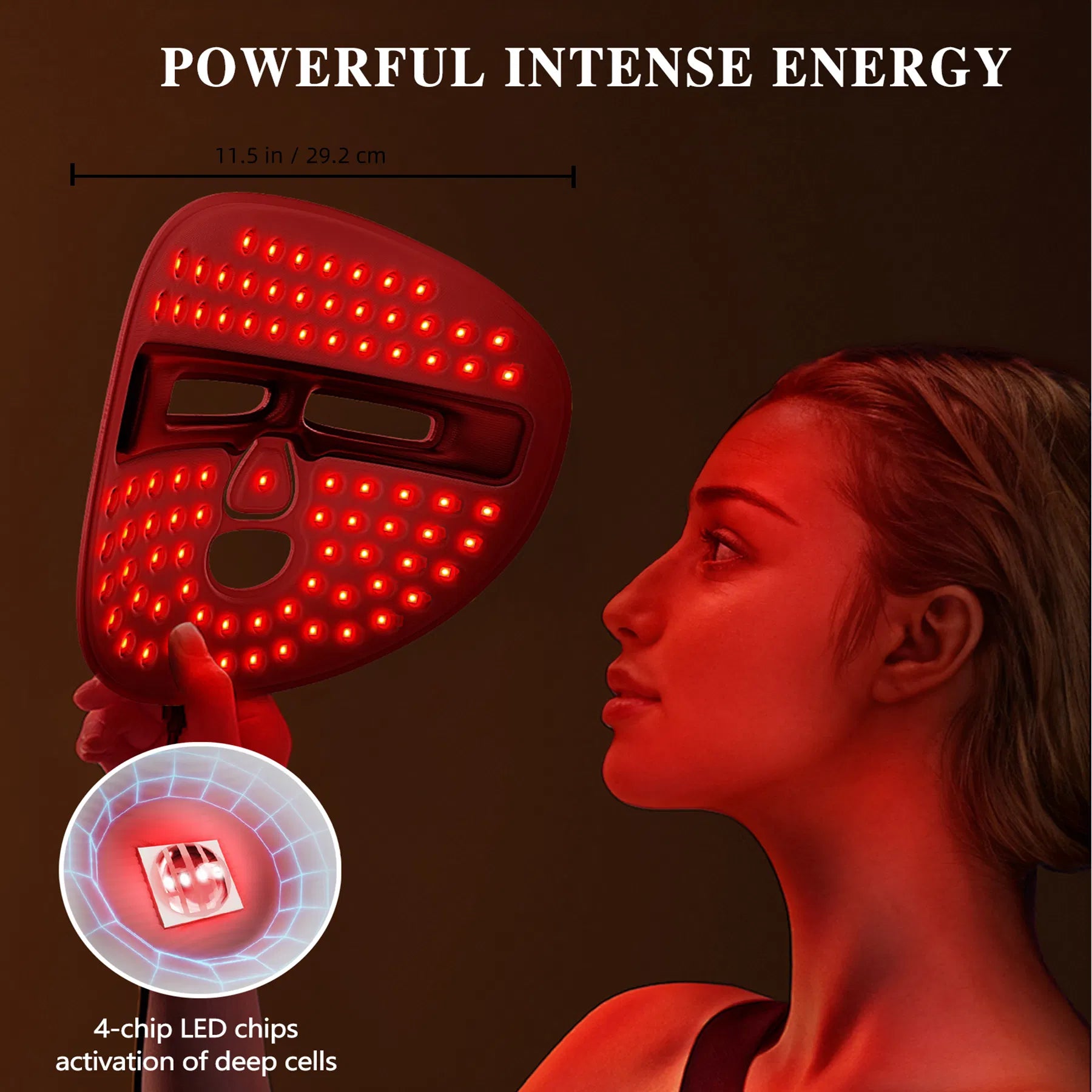 LED Red Light Therapy Face Mask – 3-Mode Skin Rejuvenation & Acne Treatment | Wireless, Rechargeable | Máscara LED de Fototerapia – Rejuvenecimiento & Tratamiento de Acné | Inalámbrica, Recargable