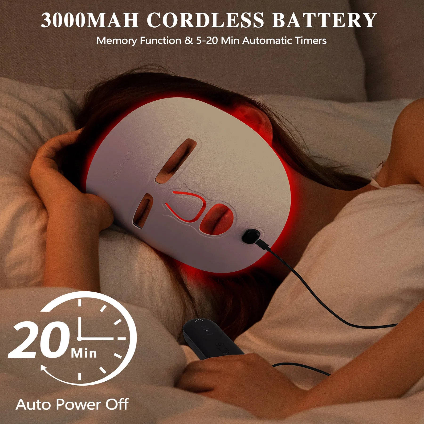 LED Red Light Therapy Face Mask – 3-Mode Skin Rejuvenation & Acne Treatment | Wireless, Rechargeable | Máscara LED de Fototerapia – Rejuvenecimiento & Tratamiento de Acné | Inalámbrica, Recargable
